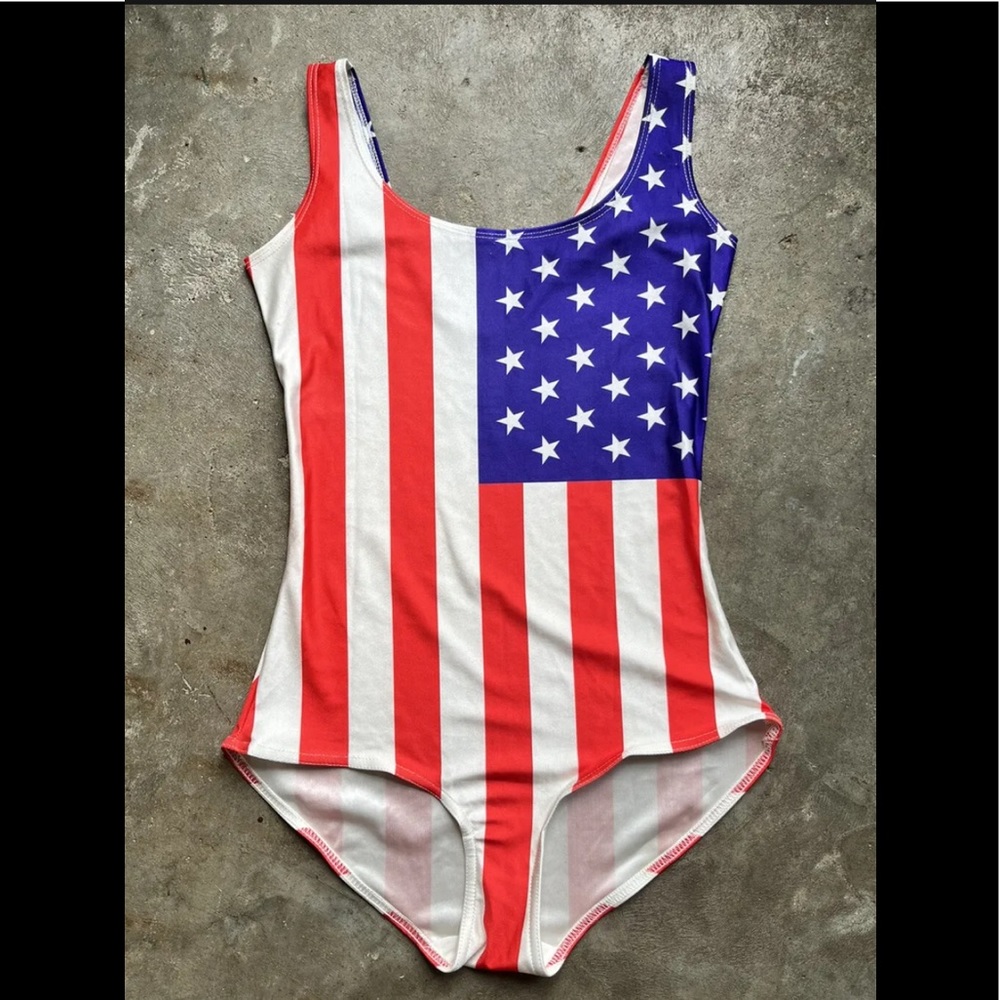 Vintage 7o’s One piece Bathing Suit American Flag Retro